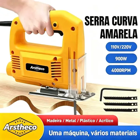 Foto do anúncio: Serra Tico Tico Profissional 900W Base Ajustável + 3 Lâminas Corta Madeira Mdf Metal Aluminio Plastico