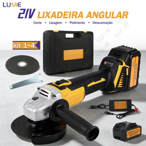 Foto do anúncio: Esmerilhadeira Lixadeira Angular 21V Brushless 800W 8000rpm C/ 2 Baterias Lítio E 2 Discos De Corte