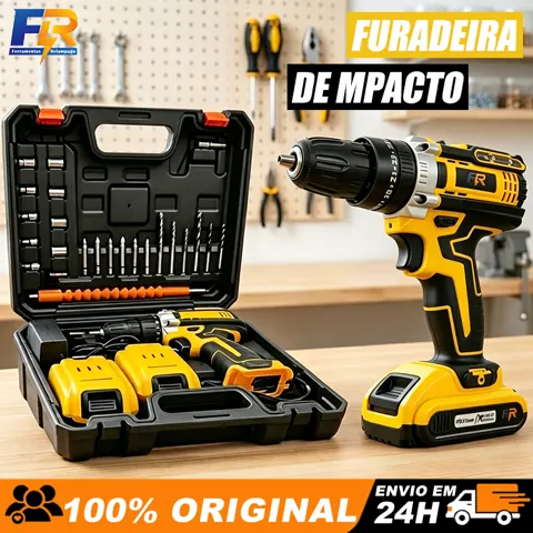 Foto do anúncio: Furadeira Parafusadeira De Impacto Sem Fio 48V 3 Funções Kit Completo Com Acessórios Profissionais