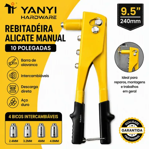 Foto do anúncio: Rebitadeira Alicate Manual 9.5 Polegadas Alicate de Rebite para 4 Tamanhos 2.4/3.2/4/4.8mm Ferramenta Reparo Metal