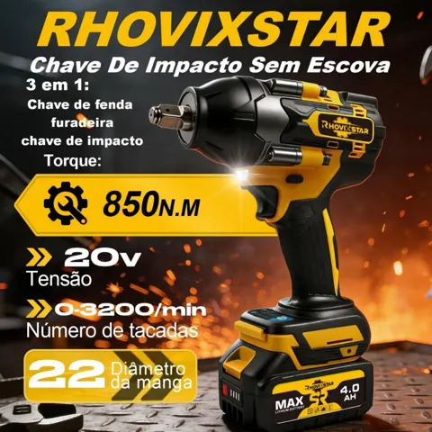 Foto do anúncio: Chave De Impacto Sem Fio, Motor Brushless, 850NM, 2*4.0AH De Baterias, Vem Com Todos Os Acessórios E Caixa Portátil