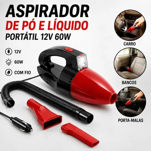 Foto do anúncio: Aspirador de Pó e Líquido Portátil Carro Veicular 12v 60W Com Fio
