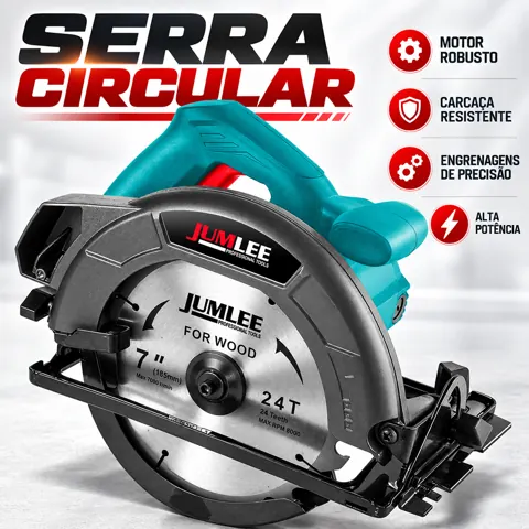 Foto do anúncio: Serra Circular Elétrica 7 Polegadas 110V 185mm 5500RPM Corte Madeira Ajuste 45° Guia Paralelo JUMLEE