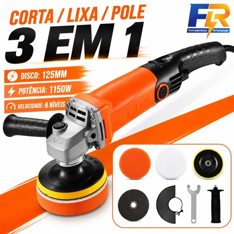 Foto do anúncio: 110V Politriz Esmerilhadeira Lixadeira 3 em 1 Multifuncional 125mm Profissional 1150W 6 Velocidades