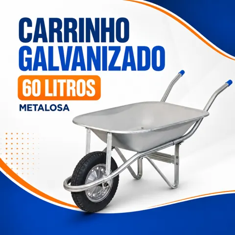 Foto do anúncio: Carrinho de Mão Construtor Galvanizado 60 Litros Metalosa com Pneu