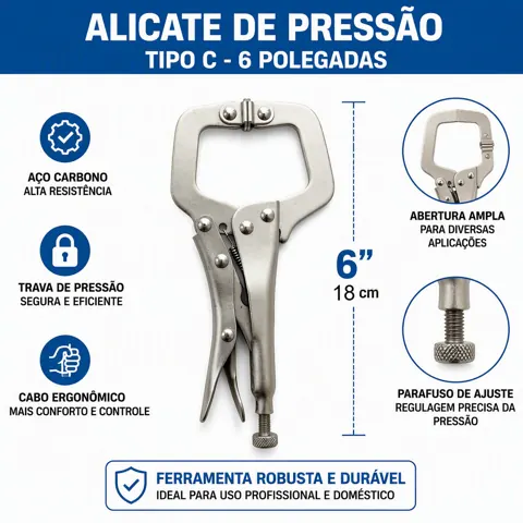 Foto do anúncio: Alicate de Pressão 6'' 9'' 11'' Tipo C Profissional Alicate Travante para Soldagem Fixação de Peças Multiuso Oficina