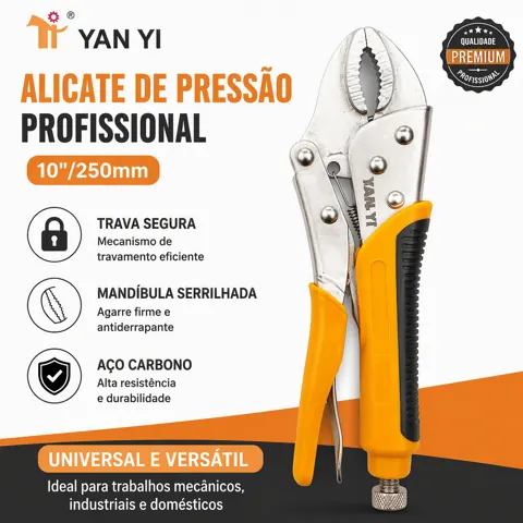 Foto do anúncio: Alicate de Pressão 10'' (250mm) Profissional Alicate Travante Multiuso Reparo Mecânico Mordente Curvo Cabo Emborrachado